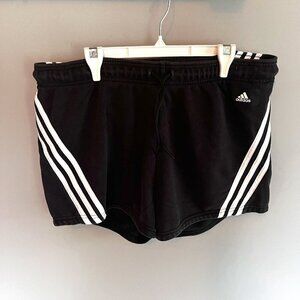 adidas shorts women's black stripped sweat shorts Size L